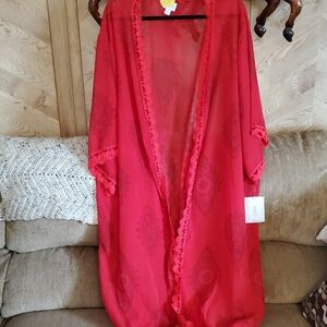 COVER#004 LuLaRoe Chloe Vibrant Red Lace Trim Cover